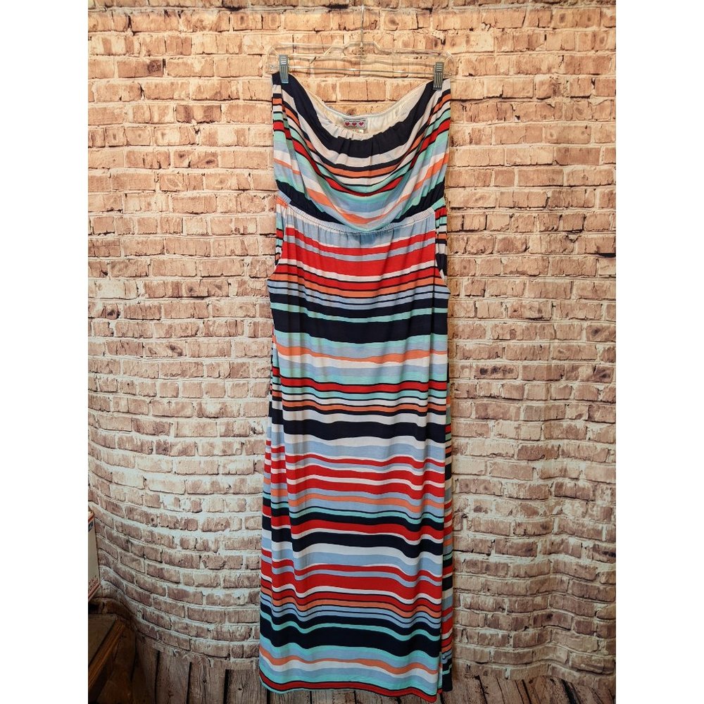 Three Pink Hearts Dress Trixxi Colorful Stripe Size Large